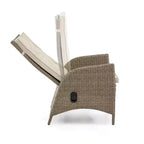 Greemotion 4 sedie da giardino reclinabili ammortizzate Garda con poggiapiedi beige: telaio in alluminio, resistenti allo sbiadimento e ai raggi UV