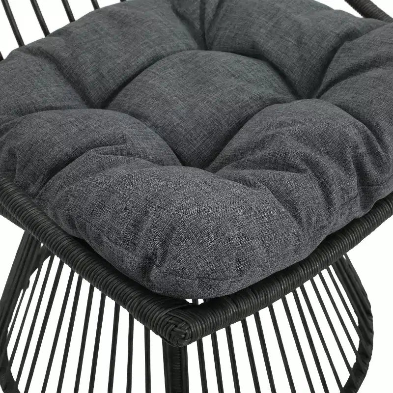 Christopher Knight Home Caryl - Sedia a sdraio da esterno con cuscini in vimini, grigio
