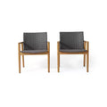 Christopher Knight Home 2pc Bryan Wicker and Acacia Wood Outdoor Club Chairs Gray/Teak