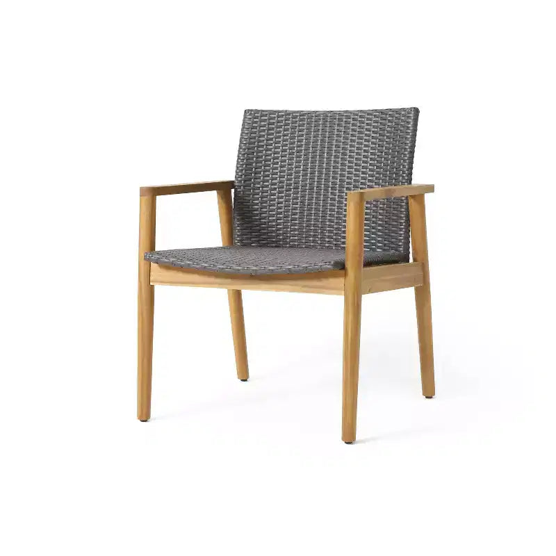 Christopher Knight Home 2 poltrone da club da esterno in vimini e legno di acacia Bryan, grigio/teak