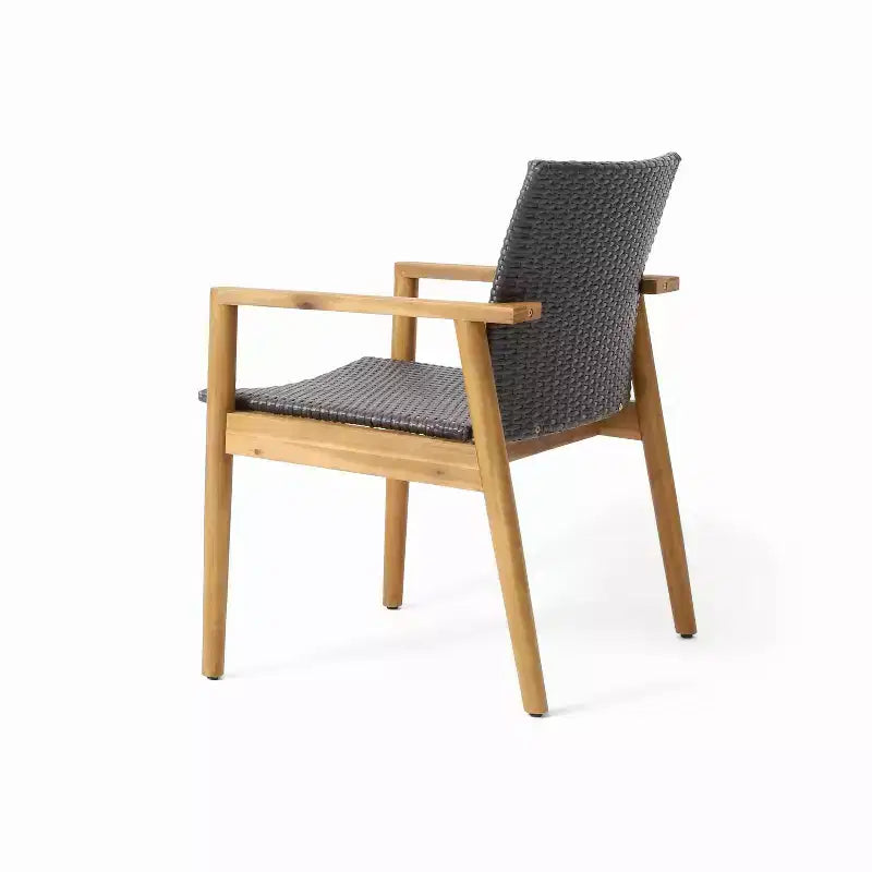 Christopher Knight Home 2 poltrone da club da esterno in vimini e legno di acacia Bryan, grigio/teak