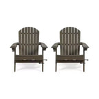 2pk Bellwood Outdoor Acacia Wood Folding Adirondack Chairs Gray - Christopher Knight Home: Rustic Design, Cup Holders