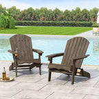 2 sedie pieghevoli Adirondack da esterno Bellwood in legno di acacia grigio - Christopher Knight Home: design rustico, portabicchieri