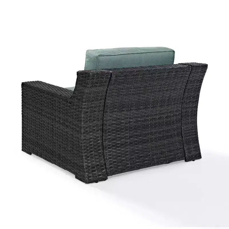 Beaufort Outdoor Steel Arm Chair Mist/Brown - Crosley: Woven Resin Wicker, Powder-Coated Frame, UV & Weather-Resistant