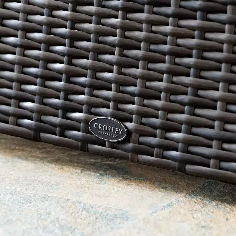 Beaufort Outdoor Steel Arm Chair Mist/Brown - Crosley: Woven Resin Wicker, Powder-Coated Frame, UV & Weather-Resistant