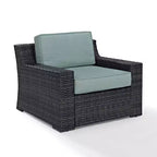 Beaufort Outdoor Steel Arm Chair Mist/Brown - Crosley: Woven Resin Wicker, Powder-Coated Frame, UV & Weather-Resistant