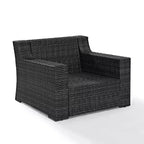 Beaufort Outdoor Steel Arm Chair Mist/Brown - Crosley: Woven Resin Wicker, Powder-Coated Frame, UV & Weather-Resistant