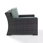 Beaufort Outdoor Steel Arm Chair Mist/Brown - Crosley: Woven Resin Wicker, Powder-Coated Frame, UV & Weather-Resistant