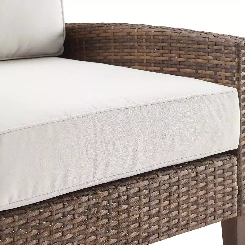 Capella 2pk Outdoor Wicker Arm Chairs - Cream/Brown - Crosley