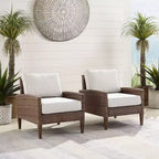 Capella 2pk Outdoor Wicker Arm Chairs - Cream/Brown - Crosley