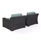 2pk Beaufort Outdoor Steel Arm Chairs Mist/Brown - Crosley: Patio Furniture with Removable Cushions