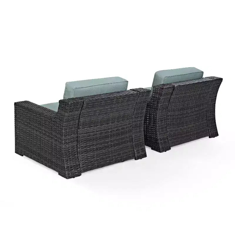2pk Beaufort Outdoor Steel Arm Chairs Mist/Brown - Crosley: Patio Furniture with Removable Cushions