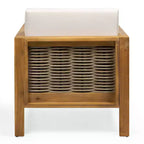 Christopher Knight Home Luna Poltrona da club in acacia e vimini per esterni teak/marrone misto/beige