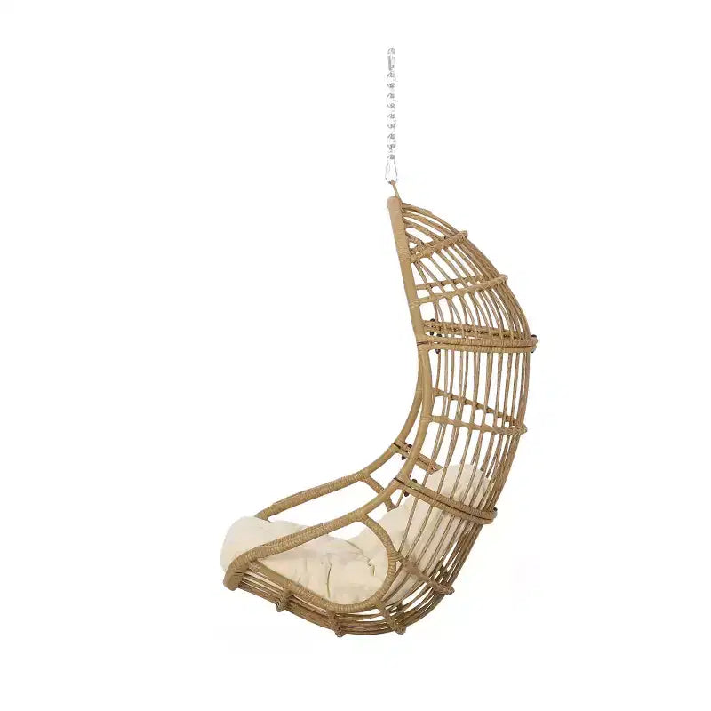 Christopher Knight Home Crumpton Sedia a Cesto Sospesa da Esterno in Vimini con Cuscini Marrone Chiaro/Beige