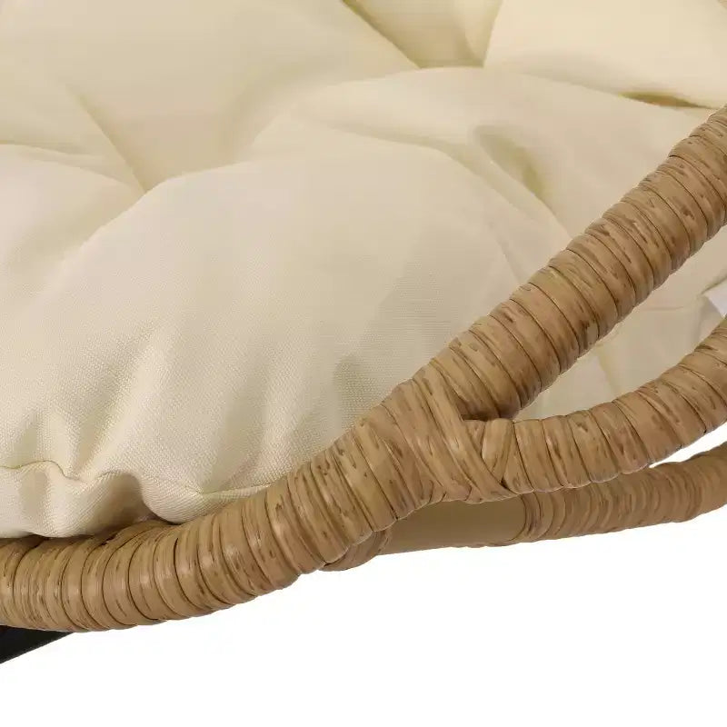 Christopher Knight Home Crumpton Sedia a Cesto Sospesa da Esterno in Vimini con Cuscini Marrone Chiaro/Beige