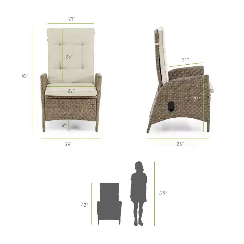 Greemotion 2 sedie a sdraio da giardino Garda con ammortizzatore a gas, con cuscini, beige: telaio in alluminio, resistenti ai raggi UV e alle intemperie