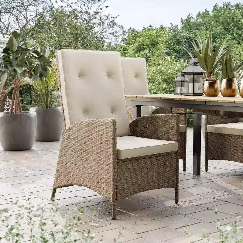 Greemotion 2 sedie a sdraio da giardino Garda con ammortizzatore a gas, con cuscini, beige: telaio in alluminio, resistenti ai raggi UV e alle intemperie