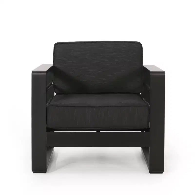 Christopher Knight Home Maya Bay Outdoor Club Chair with Cushions Aluminum Black/Dark Gray