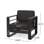 Christopher Knight Home Maya Bay Outdoor Club Chair with Cushions Aluminum Black/Dark Gray