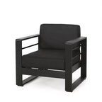 Christopher Knight Home Maya Bay Outdoor Club Chair with Cushions Aluminum Black/Dark Gray