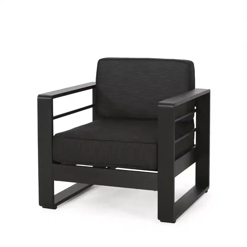 Christopher Knight Home Maya Bay Outdoor Club Chair with Cushions Aluminum Black/Dark Gray