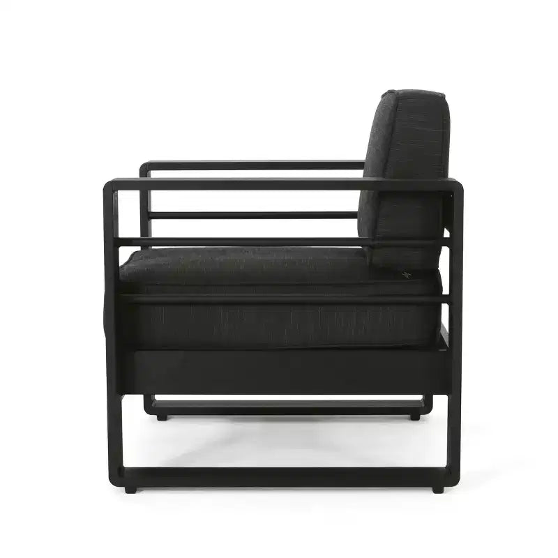 Christopher Knight Home Maya Bay Outdoor Club Chair with Cushions Aluminum Black/Dark Gray
