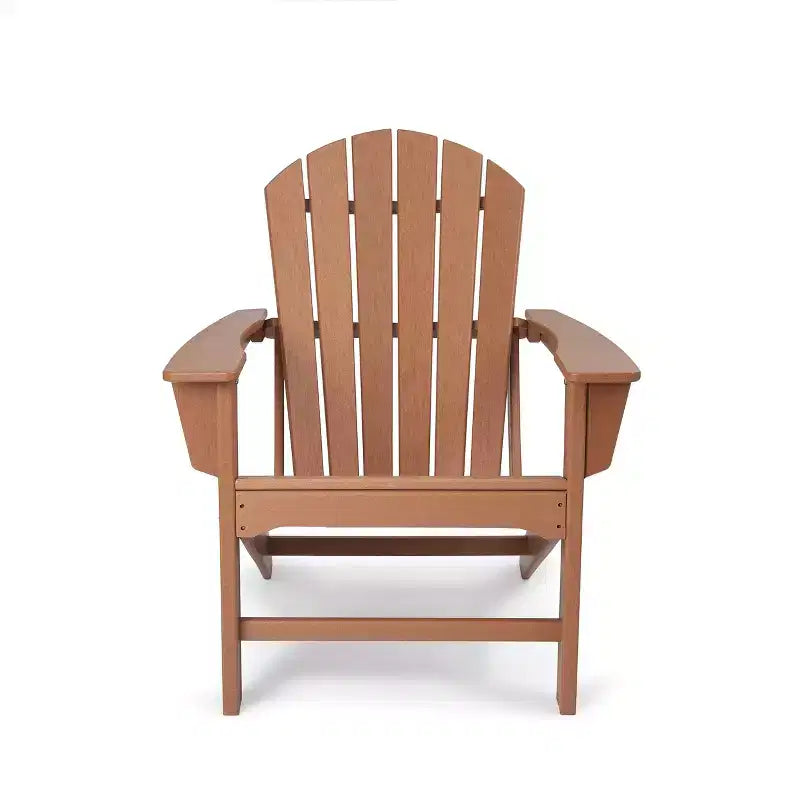 Set 3 Pezzi con Sedie Adirondack in Resina Plastica e Tavolino Laterale - Marrone - EDYO LIVING: Resistente agli Agenti Atmosferici, Telaio in HDPE, Stile Contemporaneo