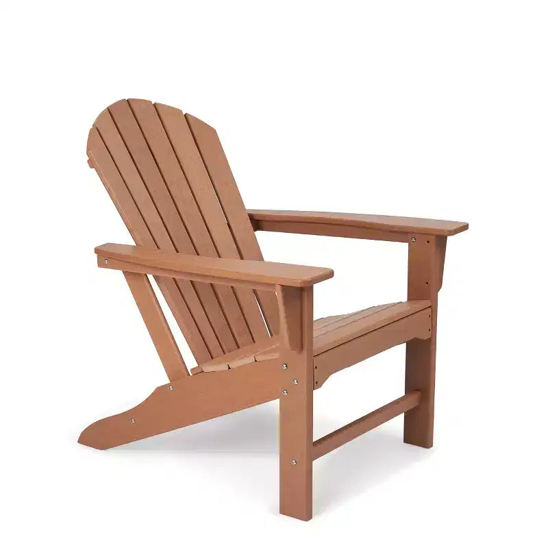 Set 3 Pezzi con Sedie Adirondack in Resina Plastica e Tavolino Laterale - Marrone - EDYO LIVING: Resistente agli Agenti Atmosferici, Telaio in HDPE, Stile Contemporaneo