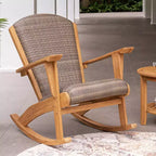 Sedia a dondolo da esterno Sonoma Lane Burke in teak con seduta imbottita in tessuto