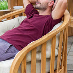 Sonoma Lane Graford Teak Outdoor Lounge Chair with Tan Cushion