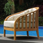 Sonoma Lane Graford Teak Outdoor Lounge Chair with Tan Cushion