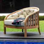 Sonoma Lane Graford Teak Outdoor Lounge Chair with Tan Cushion