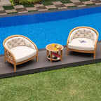 Sonoma Lane Graford Teak Outdoor Lounge Chair with Tan Cushion