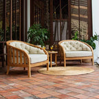 Sonoma Lane Graford Teak Outdoor Lounge Chair with Tan Cushion