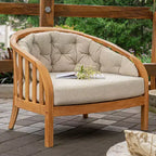 Sonoma Lane Graford Teak Outdoor Lounge Chair with Tan Cushion
