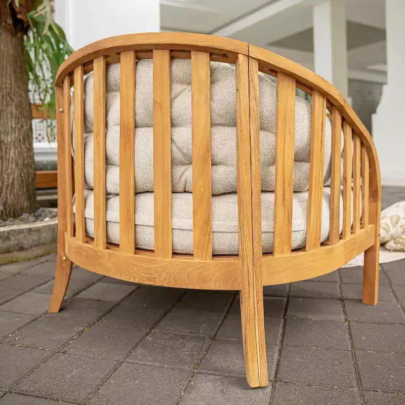 Sonoma Lane Graford Teak Outdoor Lounge Chair with Tan Cushion