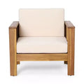 Christopher Knight Home Louver Outdoor Club Chair with Cushions Acacia Wood