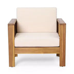 Christopher Knight Home Louver Outdoor Club Chair with Cushions Acacia Wood