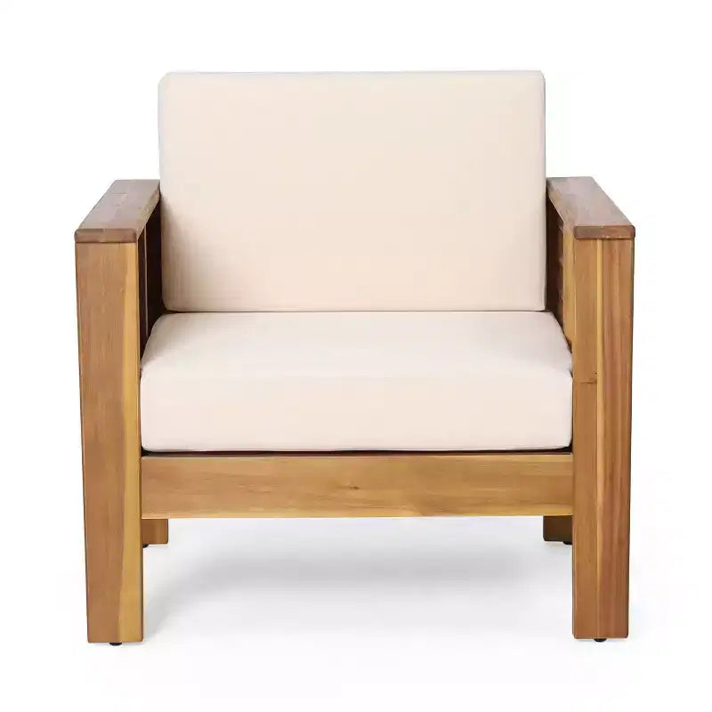 Christopher Knight Home Louver Outdoor Club Chair with Cushions Acacia Wood