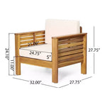 Christopher Knight Home Louver Outdoor Club Chair with Cushions Acacia Wood