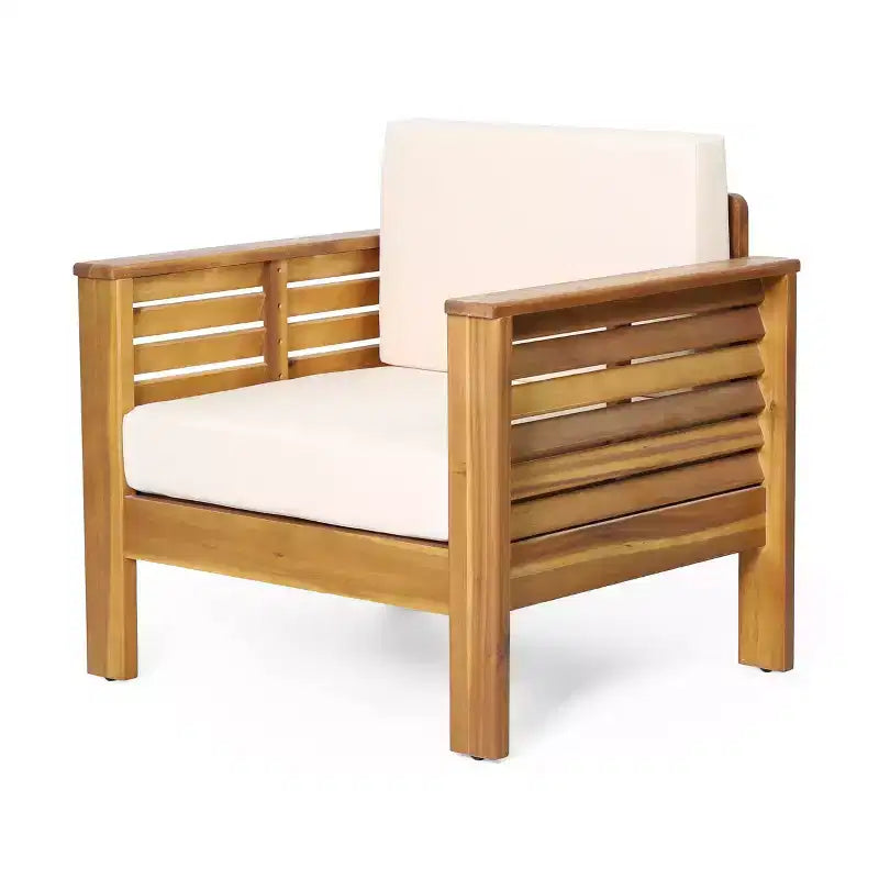 Christopher Knight Home Louver Outdoor Club Chair with Cushions Acacia Wood