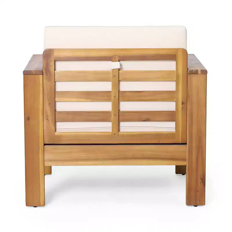 Christopher Knight Home Louver Outdoor Club Chair with Cushions Acacia Wood