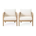 Christopher Knight Home Linksy 2pc Modern Patio Acacia Club Chair Set Water Repellent Cushion