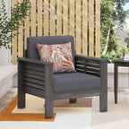 Christopher Knight Home Louver Poltrone da esterno con cuscini in legno di acacia grigio scuro