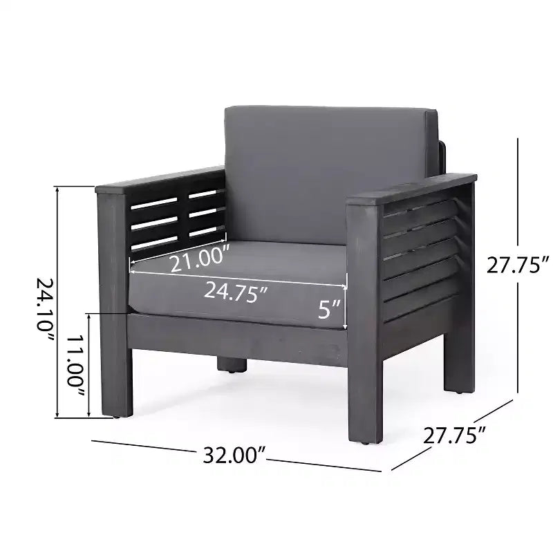 Christopher Knight Home Louver Poltrone da esterno con cuscini in legno di acacia grigio scuro