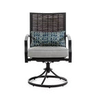 Greemotion 2 pz. Set sedie a dondolo girevoli da esterno Sintra con cuscino lombare blu grigio: Struttura in acciaio, resistente a sbiadimento e raggi UV
