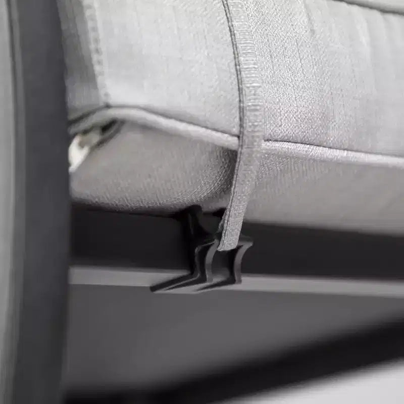 Greemotion 2 pz. Set sedie a dondolo girevoli da esterno Sintra con cuscino lombare blu grigio: Struttura in acciaio, resistente a sbiadimento e raggi UV