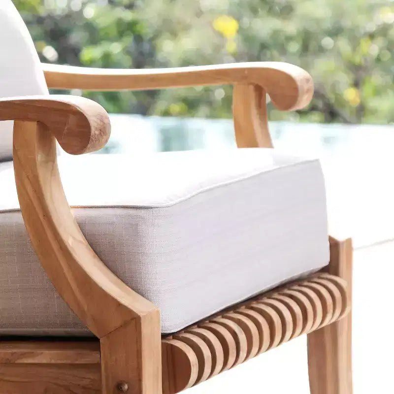 Sedia da Esterno Sonoma Lane Rockport in Legno Teak con Cuscini Beige con Cerniera - Resistente alle Intemperie
