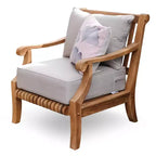 Sedia da Esterno Sonoma Lane Rockport in Legno Teak con Cuscini Beige con Cerniera - Resistente alle Intemperie