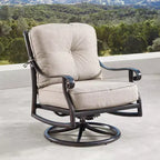 2pk Aluminum Outdoor Deep Seating Swivel Rocking Club Chairs with Cushions - Copper/Tan - Oakland Living
